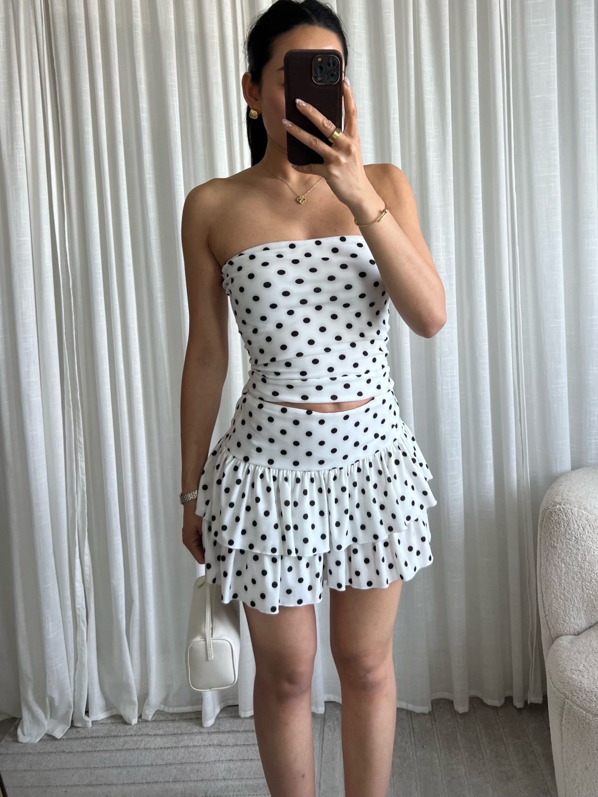 Dani strapless polkadot top